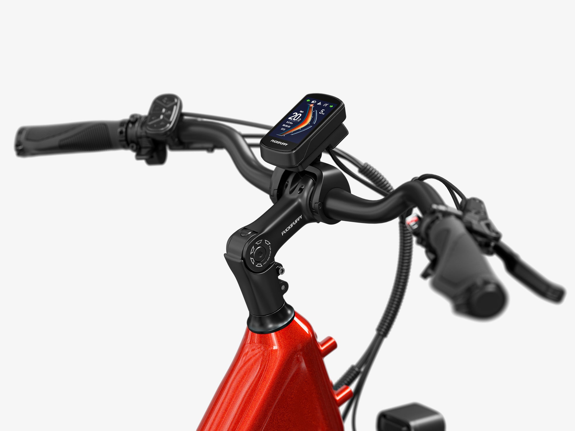 Adjustable Stem & Curved Handlebar #Color_Red